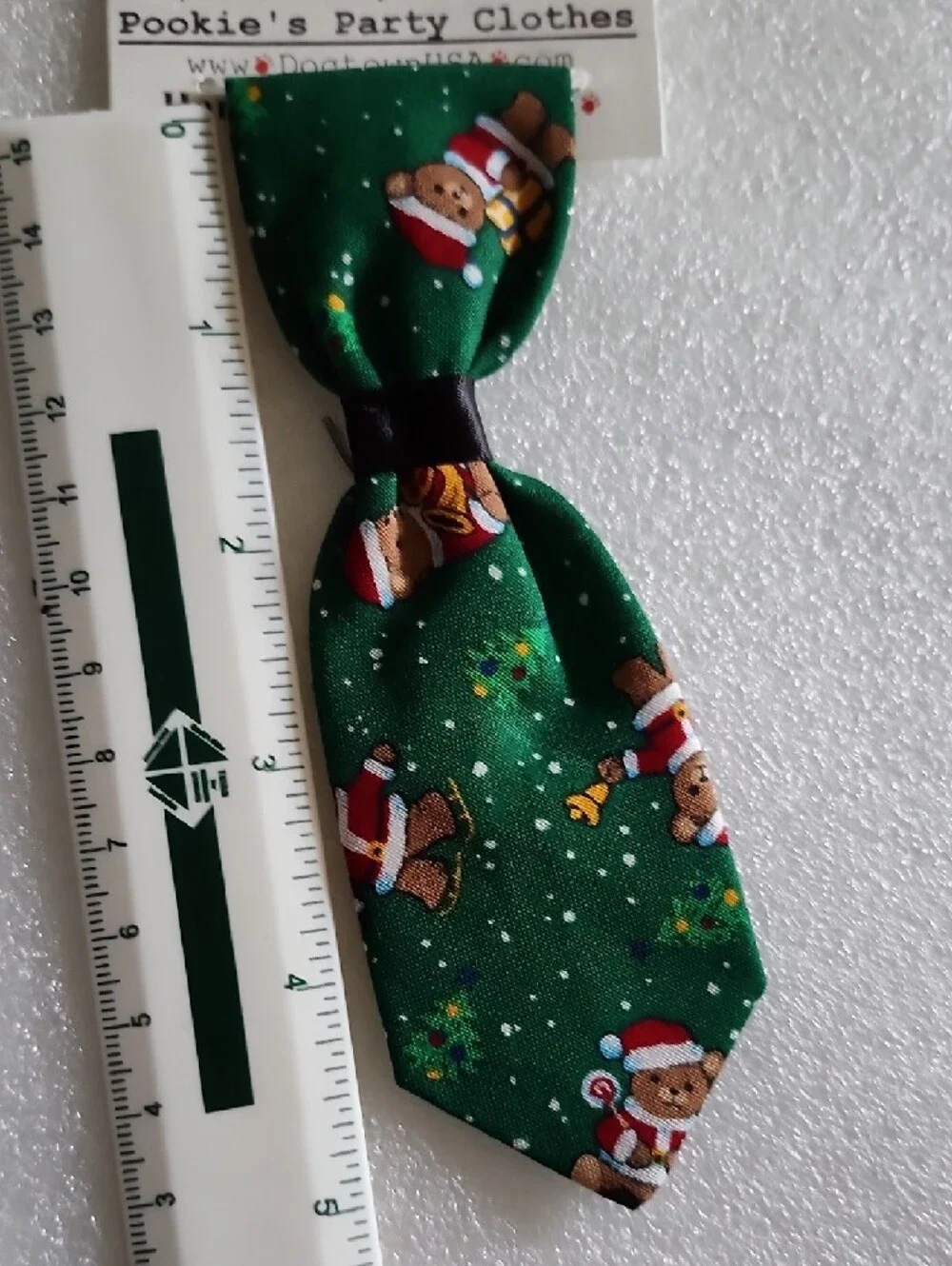 Pookie's Party Clothes Green Holiday Slip-Over Dog Collar Tie